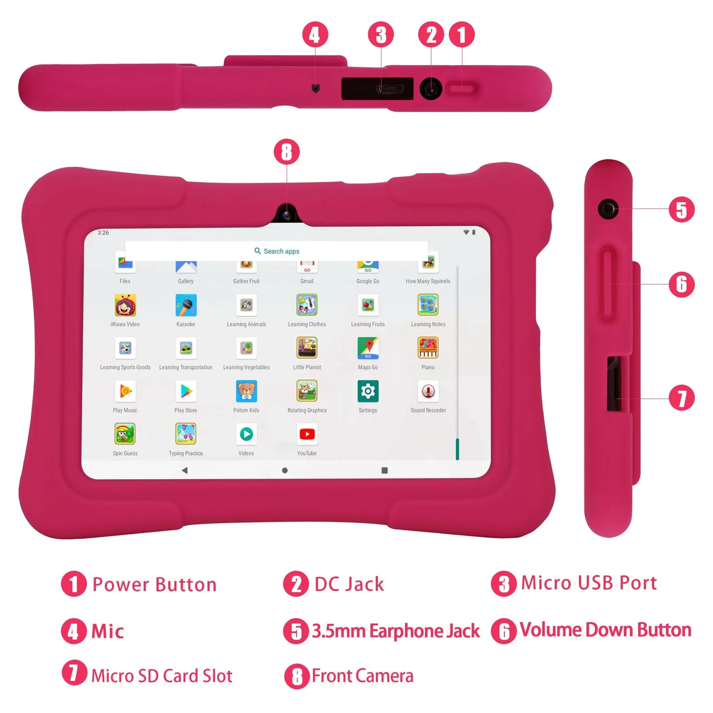 Kids Tablet,  7 Inch Kids Tablet Quad Core Android 10 32GB WiFi Bluetooth Educational Software Installed