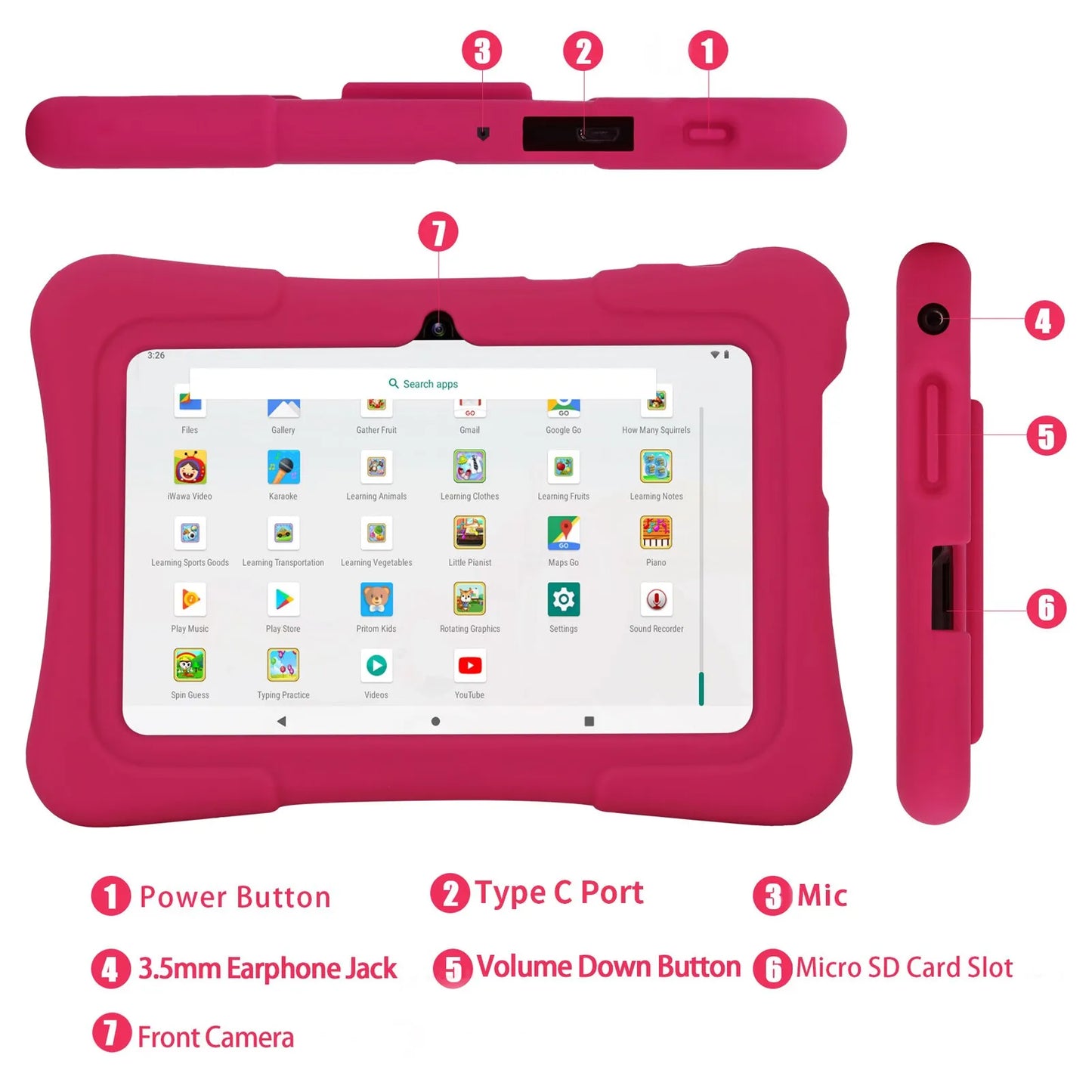 Kids Tablet,  7 Inch Kids Tablet Quad Core Android 10 32GB WiFi Bluetooth Educational Software Installed
