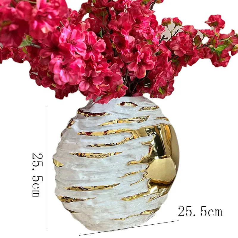 Luxury White and Gold Ceramic Vase